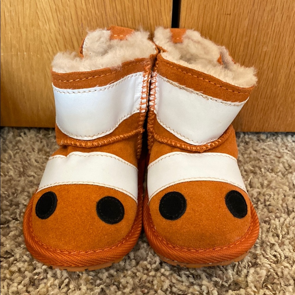 Orange and White Baby Booties